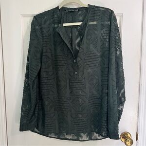 Dark green burnout sheer blouse.